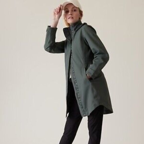 Athleta RainOut Sutro Long Trench in Bali Green - Picture 1 of 6
